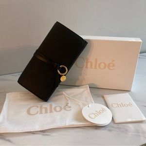 Chloe Alphabet Long Flap Wallet Black Two-Tone Interior CHC16WP715H9Q001